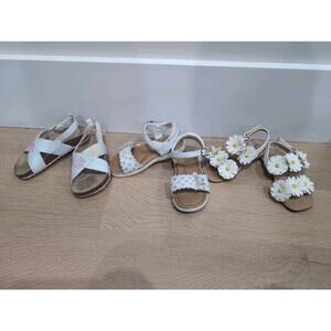3 Girls Size 9C White Sandals Carter's Sugar Tucker + Tate Floral‎ Butterfly Lot